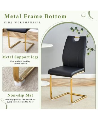 Marble dining table and chair set with gold decoration - modern