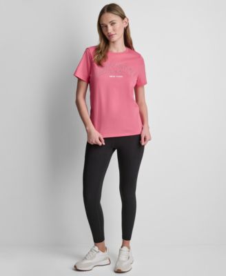 Women's Rhinestone Varsity Logo Relaxed Fit Pull-On T-Shirt