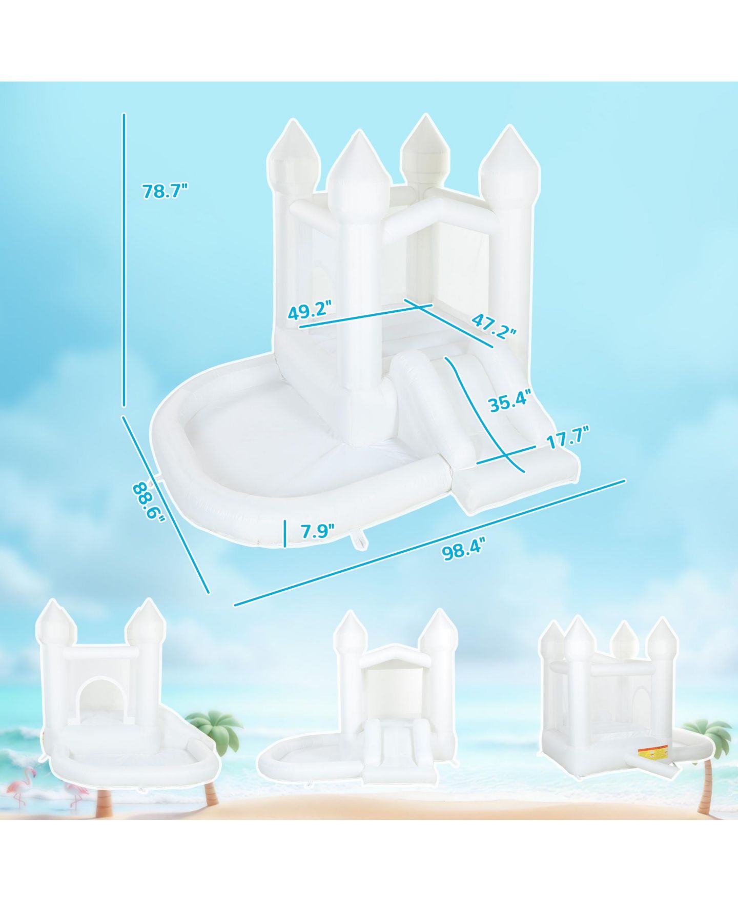 Детская игрушка Qaba 3-in-1 Inflatable Bounce House with Slide and Ball Pit, цвет: Белый — фото 2