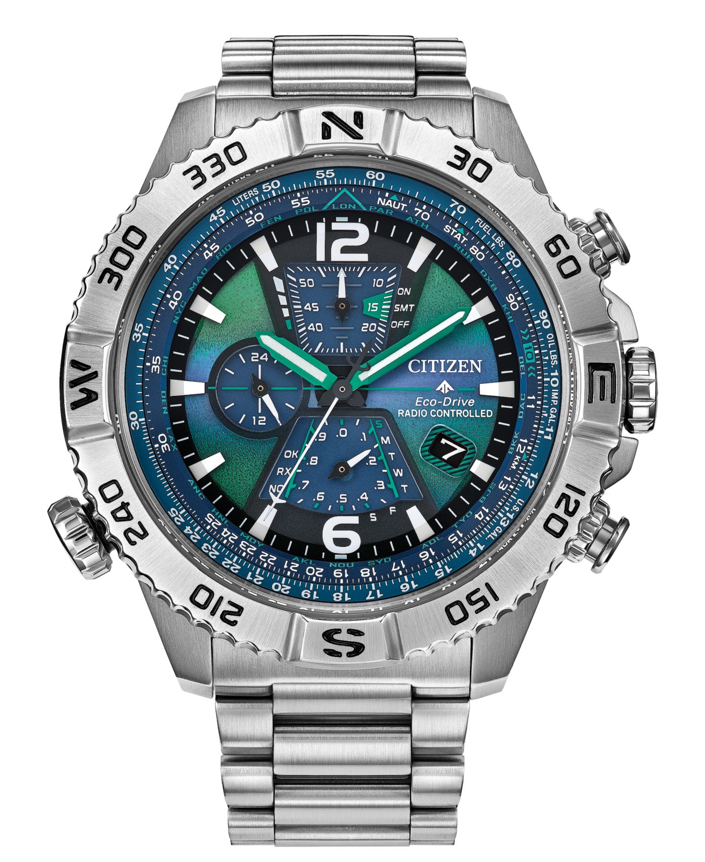 Мужские часы Citizen Limited Edition Promaster Air Navihawk Silver-Tone Stainless Steel Bracelet Watch, 48mm — фото 1