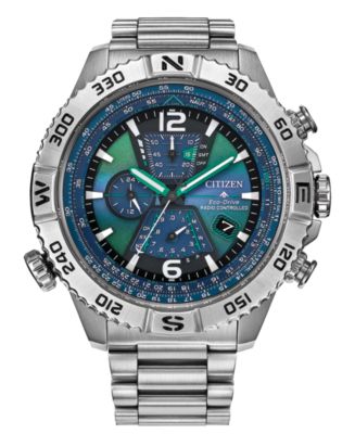 緑茶ページ ジオード付き瑪瑙　月　天然石　台座付き Citizen Men's Limited Edition Promaster Air Navihawk Silver-Tone