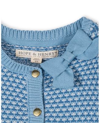Hope and Henry Little and Big Girls' Organic Tweed Stitch Bow Cardigan