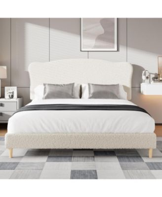 Upholstered Platform Bed Frame with Soft Rounded Headboard, Heavy-Duty Wooden Slats, Noise-Free, No Box Spring Needed