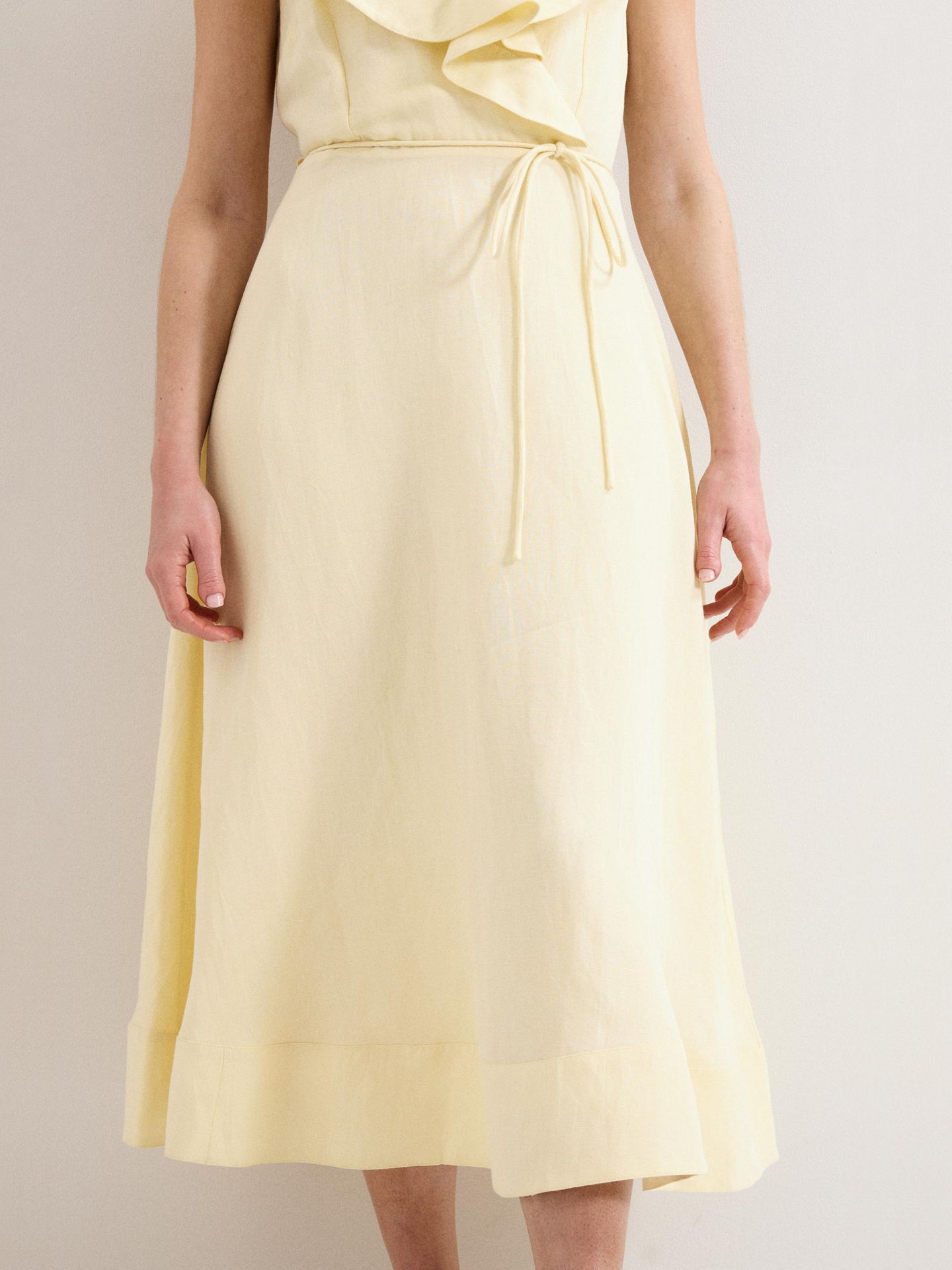 Женское платье Phase Eight Matilda Ruffle Linen Midi, цвет: Бледный жёлтый — фото 4