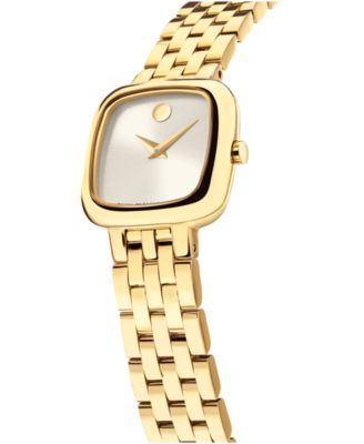 Women's Museum Classic Cushion Swiss Quartz Light Yellow PVD Steel Watch, 22mm