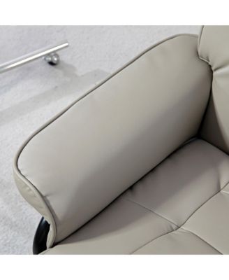 Swivel Recliner with Ottoman, Faux Leather Reclining Chair, Gray