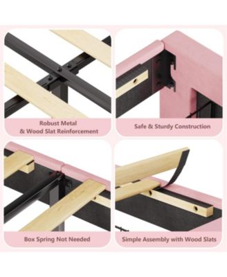 Full Metal Platform Bed Frame with Decorative Headboard & Footboard, Heavy Duty Steel Slats, Underbed Storage