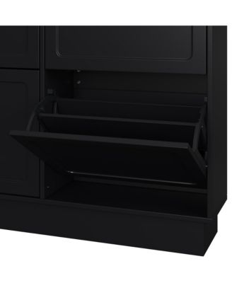 Modern Elegant Narrow Tipping Bucket Shoe Cabinet with 6 Flip Drawers