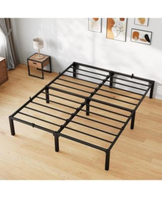 King Size Metal Bed Frame, 16" High Platform, Heavy Duty Steel with Underbed Storage