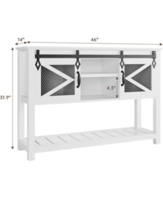 Farmhouse Entryway Table with Storage and Open Shelf Rustic Console with Sliding Barn Doors Sofa Table