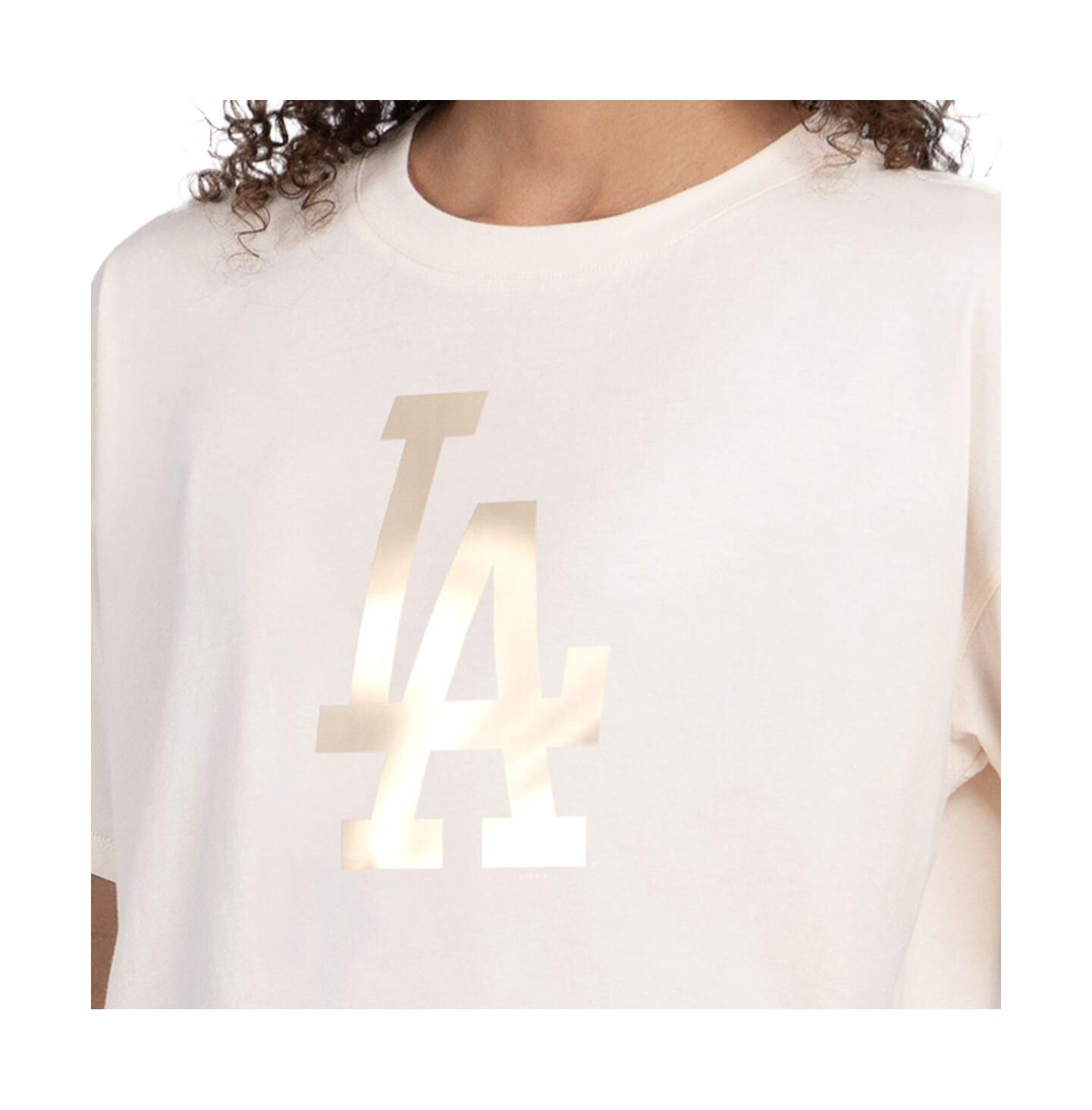 Женская футболка Starter Cream Los Angeles Dodgers Pastels Boxy Cropped — фото 2
