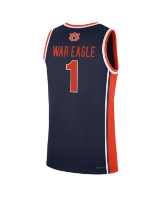 Men's Navy Auburn Tigers 1 Road War Eagle Replica Basketball Jersey