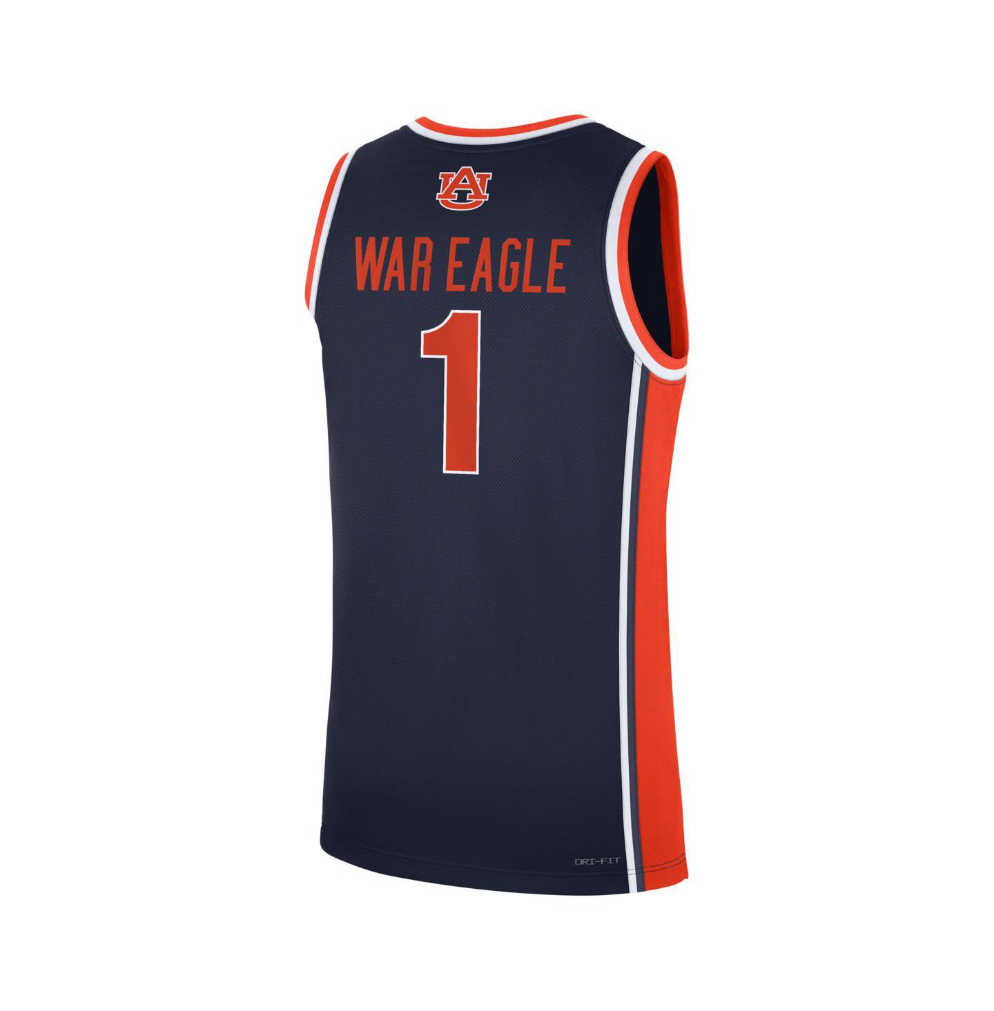 Мужской топ Nike Navy Auburn Tigers 1 Road War Eagle Replica Basketball Jersey — фото 2