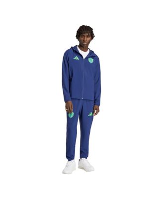 Men's Navy Seattle Sounders FC Tiro Travel Full-Zip Hooded Windbreaker Jacket