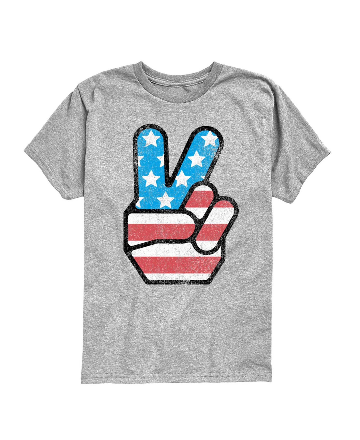 Футболка Hybrid USA Flag Peace Short-Sleeve Graphic для мальчиков-малышей, цвет: Меланжевый — фото 1