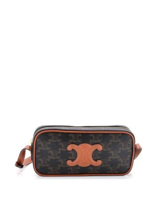 Small Cuir Triomphe Camera Shoulder Bag Triomphe Coated Canvas with Leather
