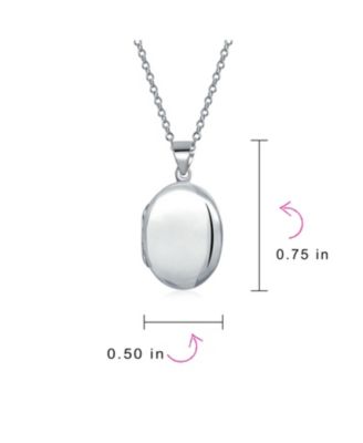 Petite Simple Plain Oval Photo Locket .925 Necklace Pendant