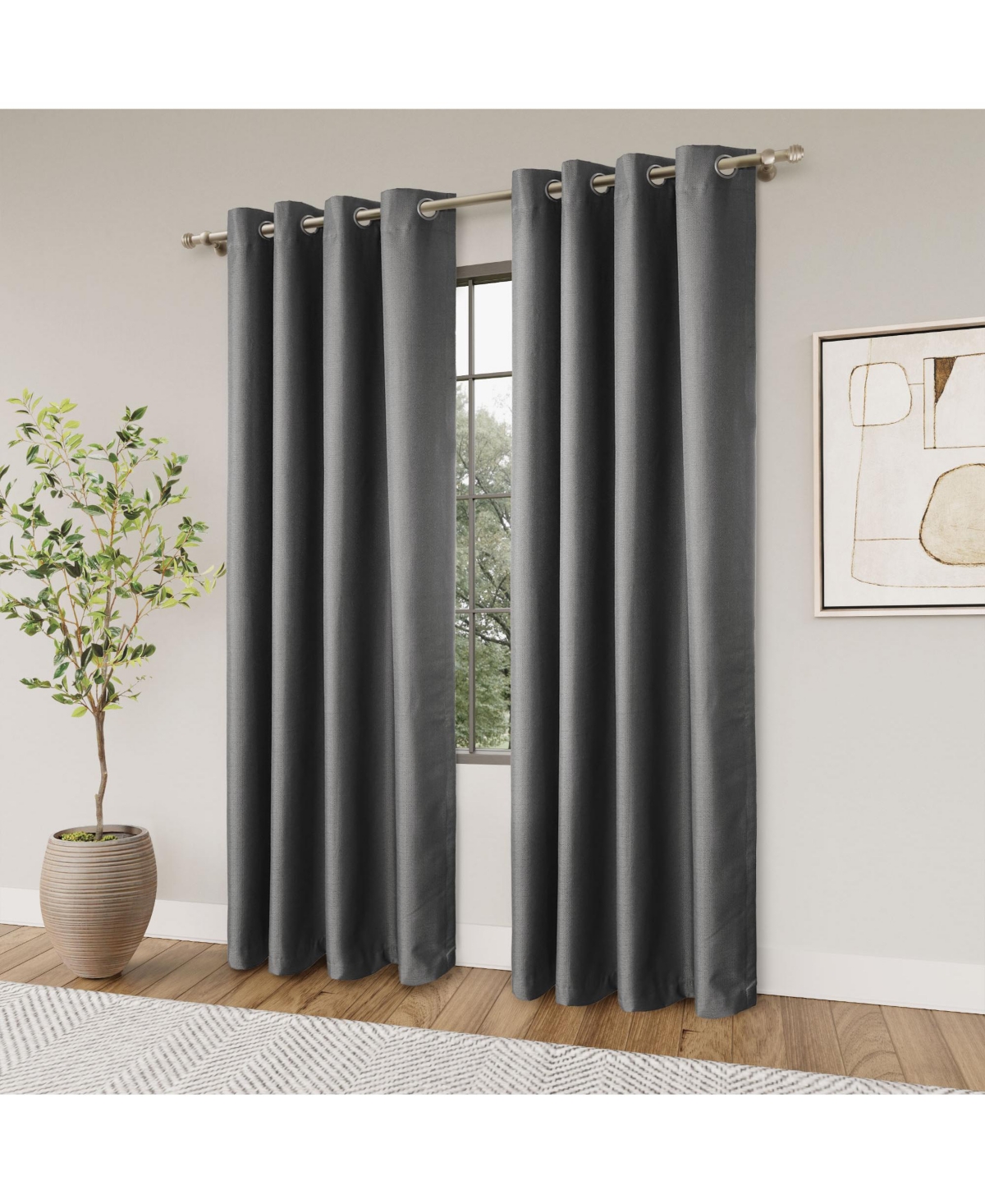 Awesome Home Textured Blackout Grommet Curtains Pair 2 panels