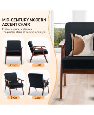 Modern Accent Chair, Living Room Chair with Solid Wood Frame, Lounge Wingback Chair