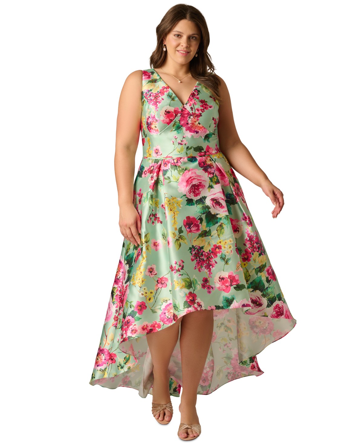 Женские Adrianna Papell Plus Size Sleeveless High-Low Printed Dress — фото 1