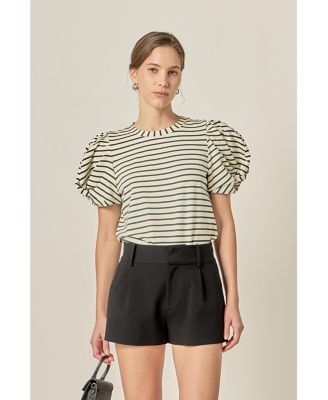 Women's Puff Sleeve Knit Cotton Top