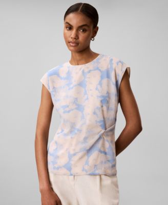 Women's Short-Sleeve Classic-Fit Crew-Neck Twist Top