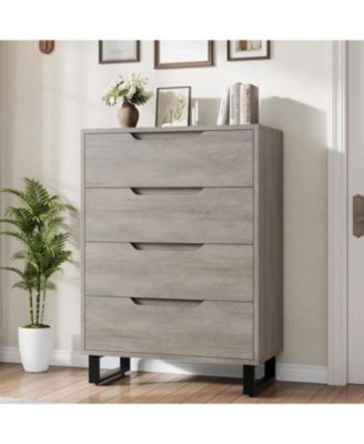 4 Dresser for Bedroom, 41.5" Tall Dresser, Freestanding Vertical Drawer Cabinet with Storage, Wooden Closet Storage Chest