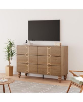 6 Drawer Modern Wooden Dresser for Bedroom, Deep Drawers, Chest for Living Room & Hallway