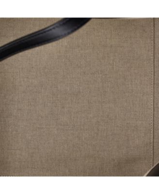 Large Vertical Square Cabas Tote Canvas with Leather