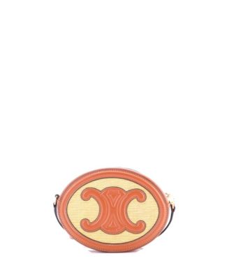 Triomphe Oval Crossbody Bag Straw and Leather