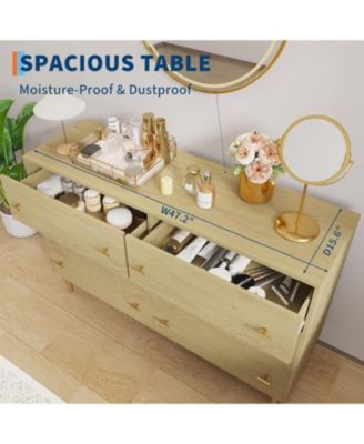 Farmhouse 6-Drawer Dresser, 47.2" Wide Rustic Wooden Chest with Bar Handles, Large Storage Organizer for Bedroom, Living Room, Entryway