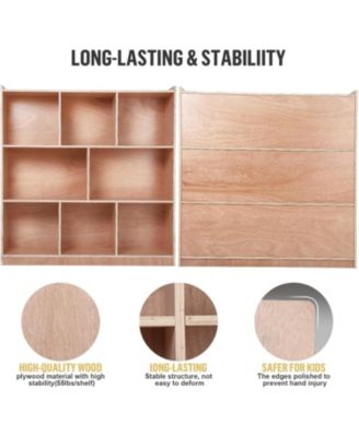 Sturdy 8-Section Classroom Cubby for Toy, Smooth Glaze Cubby for Kids, 8 Cubbies, with 2 Storage Boxes