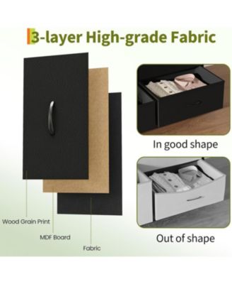 TV Stand Dresser for 45-65 Inch TV, Entertainment Center with LED Lights, 8 Fabric Drawers, Metal Frame Storage Cabinet