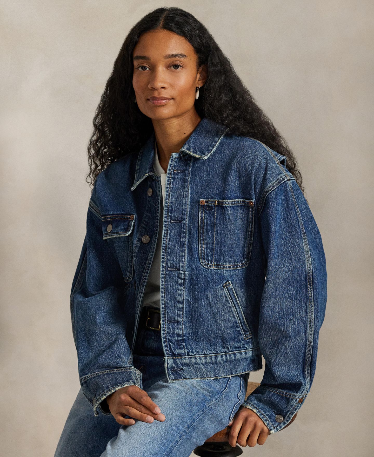Женская куртка Polo Ralph Lauren Spread Collar Denim Jacket, цвет: Варёный — фото 1