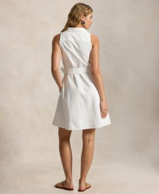 Women's Sleeveless Point Collar Shirt Dress