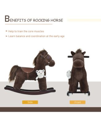 Kids Plush Ride-On Rocking Horse Toy Chair w/ Soft Plush Toy