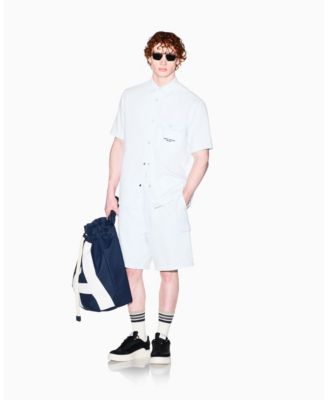 Men's Short Sleeve Denim Striped Shirt