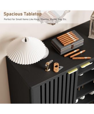 Narrow Freestanding 6-Tier Shoe Cabinet with Louvered Doors