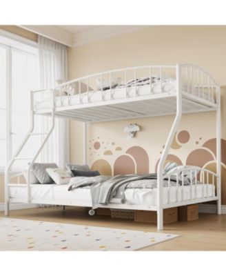 Twin Over Full Metal Bunk Bed with Ladder & Guardrail, Heavy Duty Steel Frame, Space Saving Bed for Kids