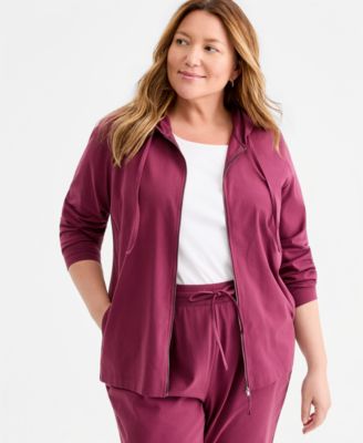 Plus Size Zip-Up Hooded Sweatshirt