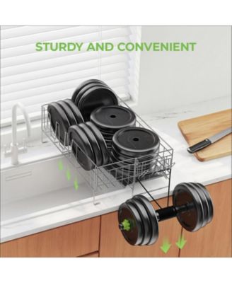 2-Tier Detachable Stainless Steel Dish Drying Rack with Cutlery Box and Cup Holder