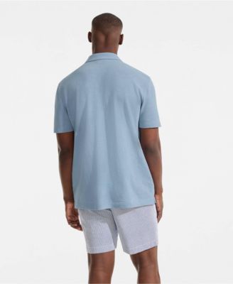 Men's Short Sleeve Cotton Linen Button Through Camp Collar Shirt