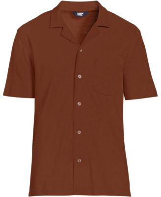 Men's Short Sleeve Cotton Linen Button Through Camp Collar Shirt