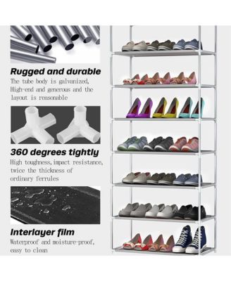 Freestanding 9-Tier Portable Shoe Rack Tower with Non-Woven Fabric Cover