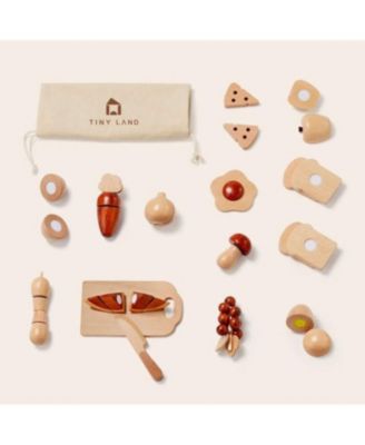 Play Kitchen Accessories – Play Food for Play Kitchen: Wooden Cut and Play Food Toys