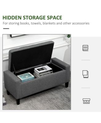 Linen Upholstered Storage Ottoman with Lift Top and Button Tufting