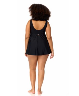 Plus Size Lucia V-Neck One-Piece Swim Dress