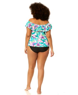 Plus Size Tortuga Bandeau Neck Swim Tankini Top