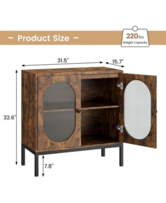 Modern Storage Cabinet with Fluted Glass Doors Adjustable Shelves and Durable MDF for Dining and Living Room