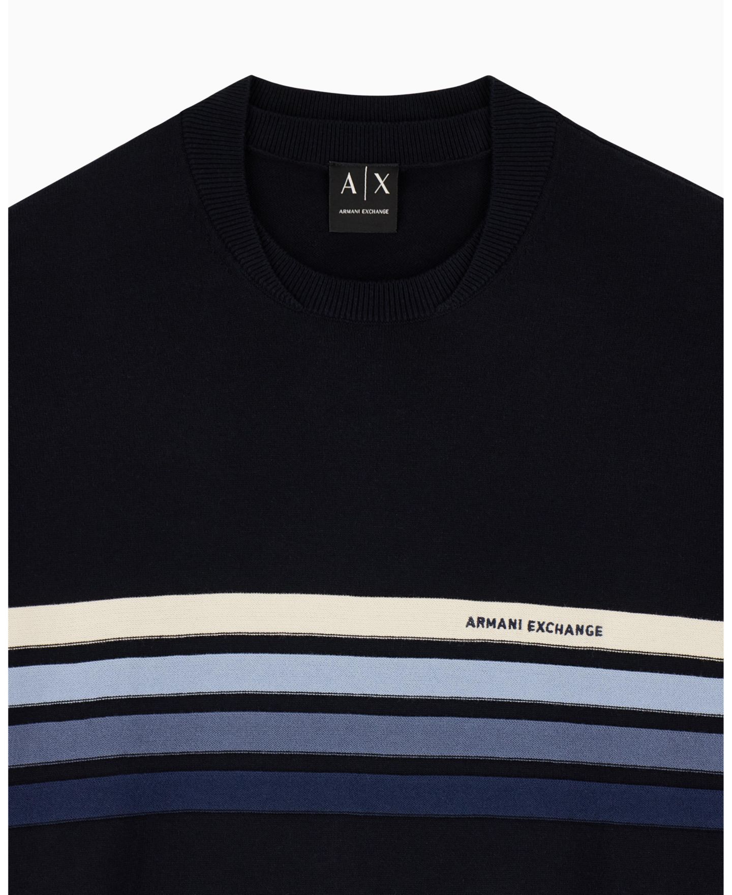 Мужской свитер A|X Armani Exchange 4 Stripes Cotton, цвет: Глубокий тёмно-синий — фото 3
